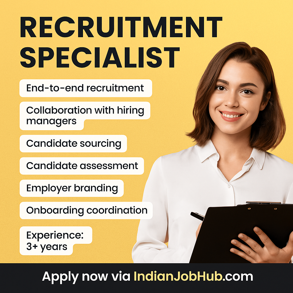 Recruitment Specialist Jobs 2025 – BBA Hons Talent Acquisition Roles with End-to-End Hiring Expertise