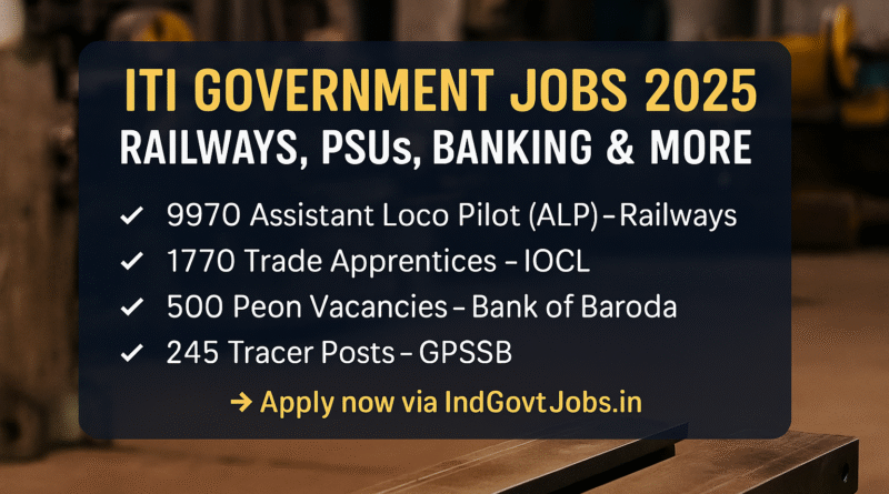 Best Govt Jobs in 2025 for ITI, NTC & NAC Certificate Holders