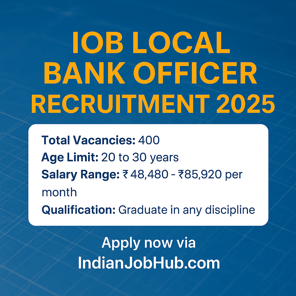 IOB LBO Notification 2025 Released – Apply Online for Bank Officer Jobs