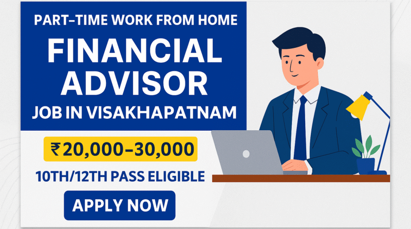 "Work from Home," "Financial Advisor Job," "Visakhapatnam," "10th/12th Pass,"