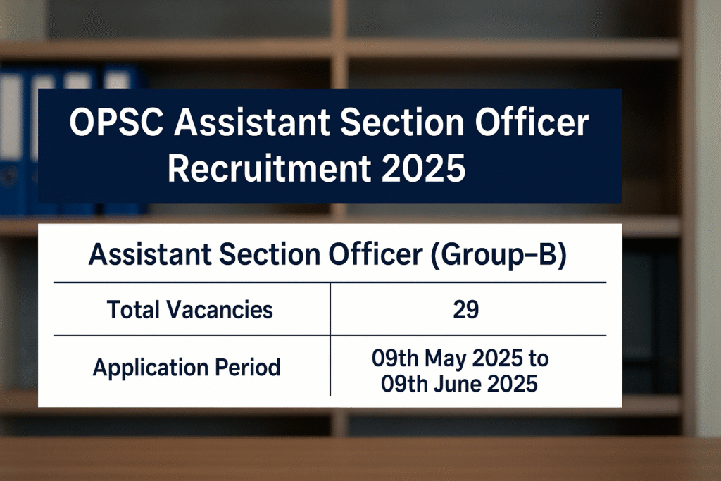 "Odisha PSC Assistant Section Officer 2025 Notification Out – 29 Posts, Apply Now"