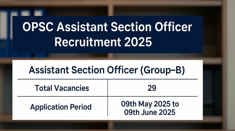 "Odisha PSC Assistant Section Officer 2025 Notification Out – 29 Posts, Apply Now"