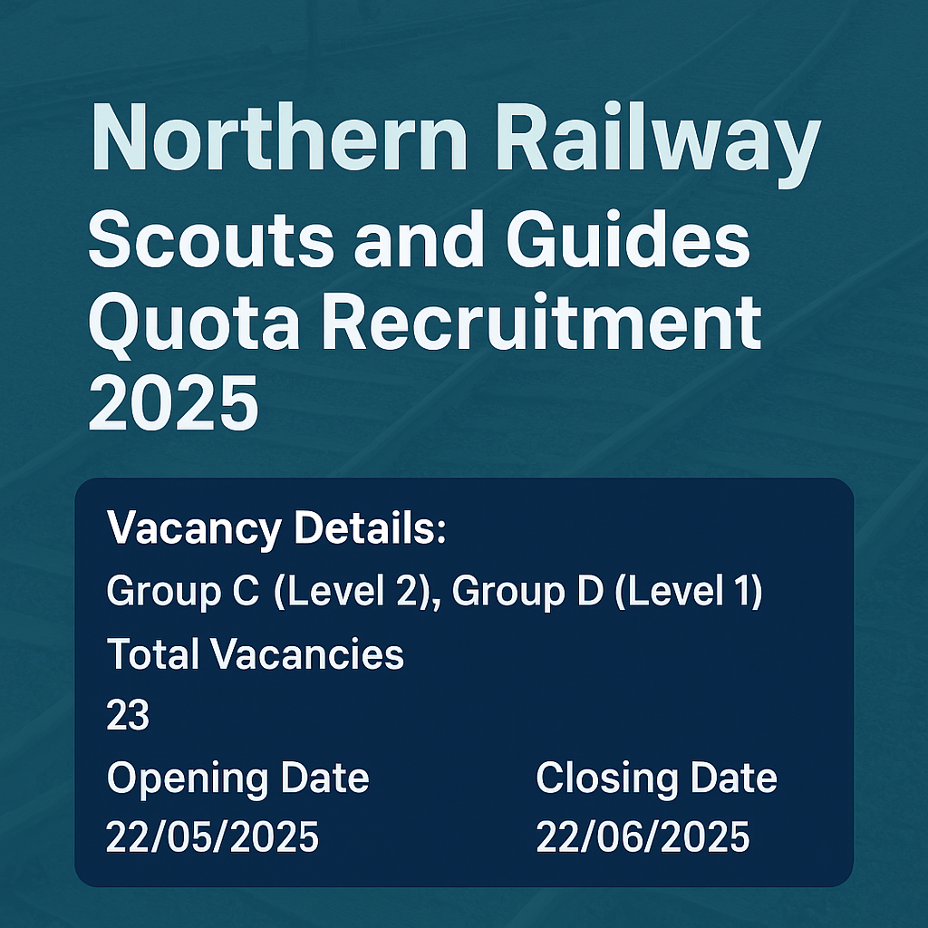 "Northern Railway Scouts & Guides Recruitment 2025: Eligibility, Salary, Application Process"