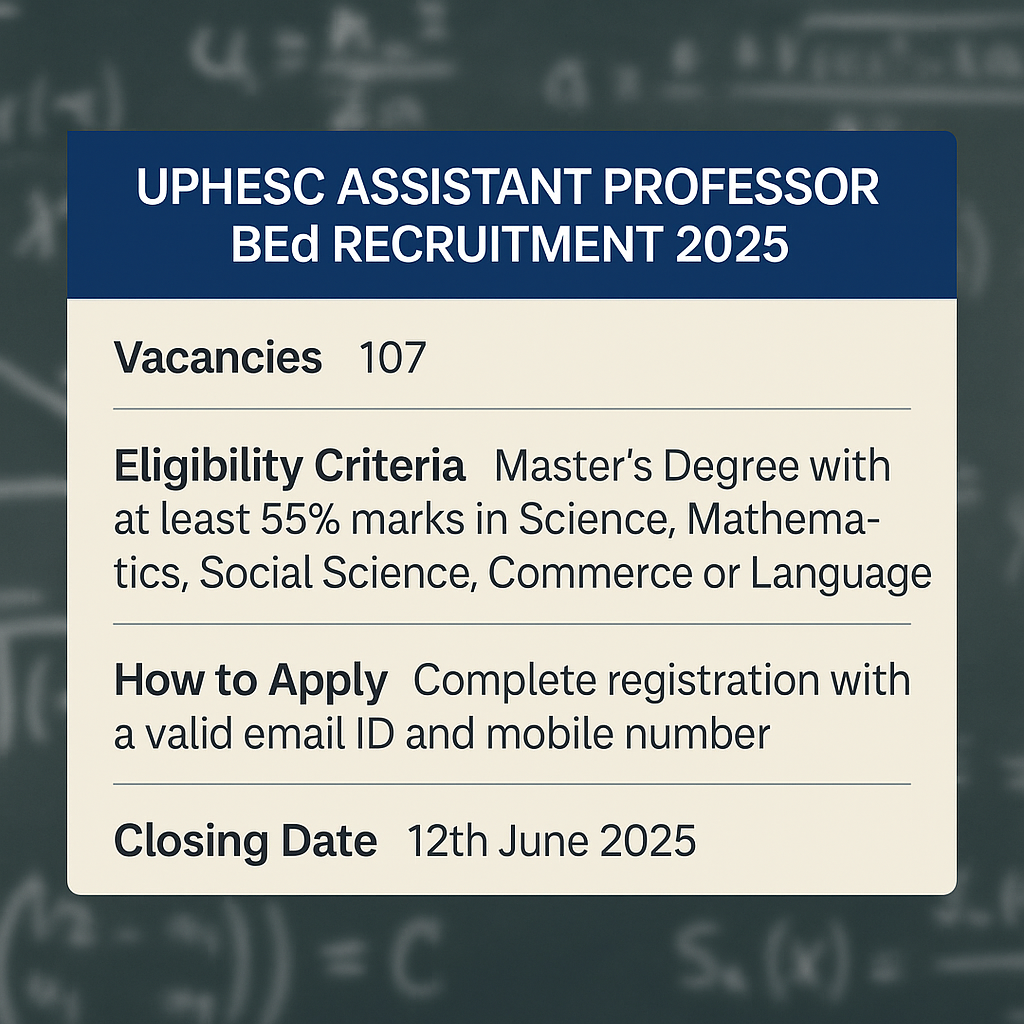UPHESC Assistant Professor BEd Recruitment 2025: 107 Vacancies, Apply Online Now
