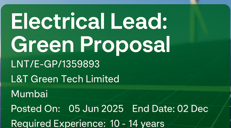 "Join L&T Green Tech Mumbai as Electrical Lead | Drive Green Engineering Innovations"