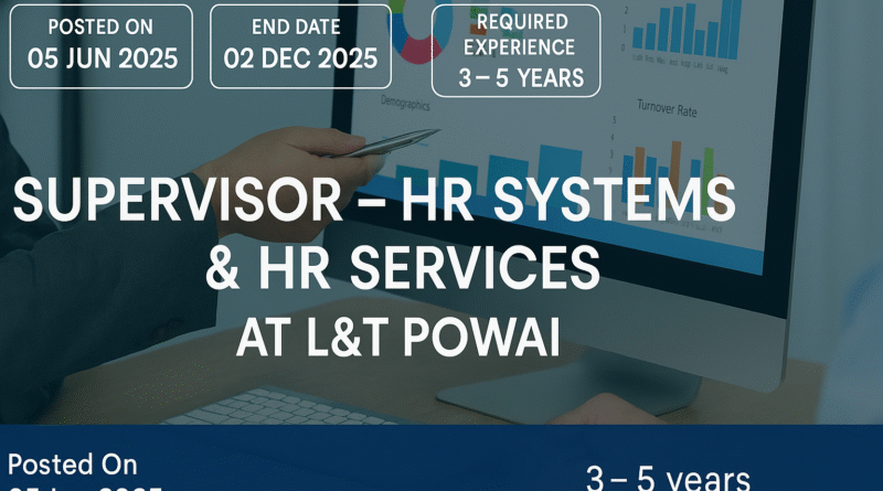 "Supervisor – HR Systems & HR Services Job at L&T | Transform HR Operations"