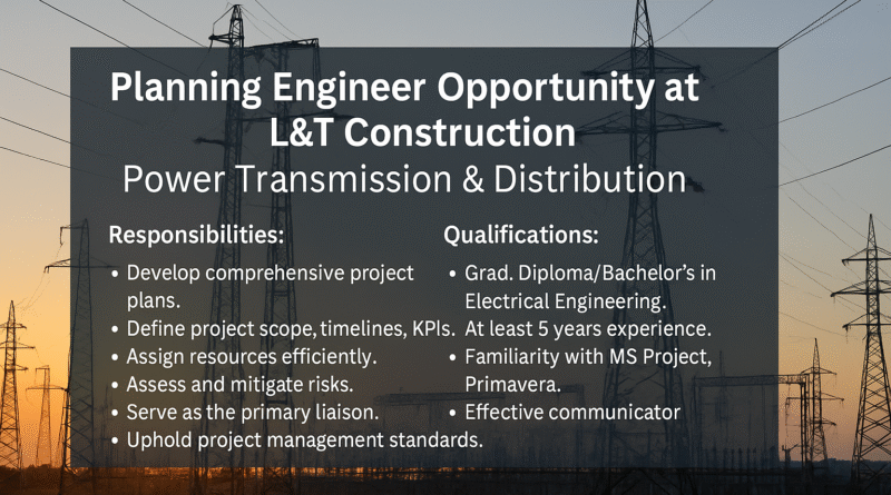 "Join L&T Construction as a Planning Engineer | EPC Power Projects Hiring 2025"