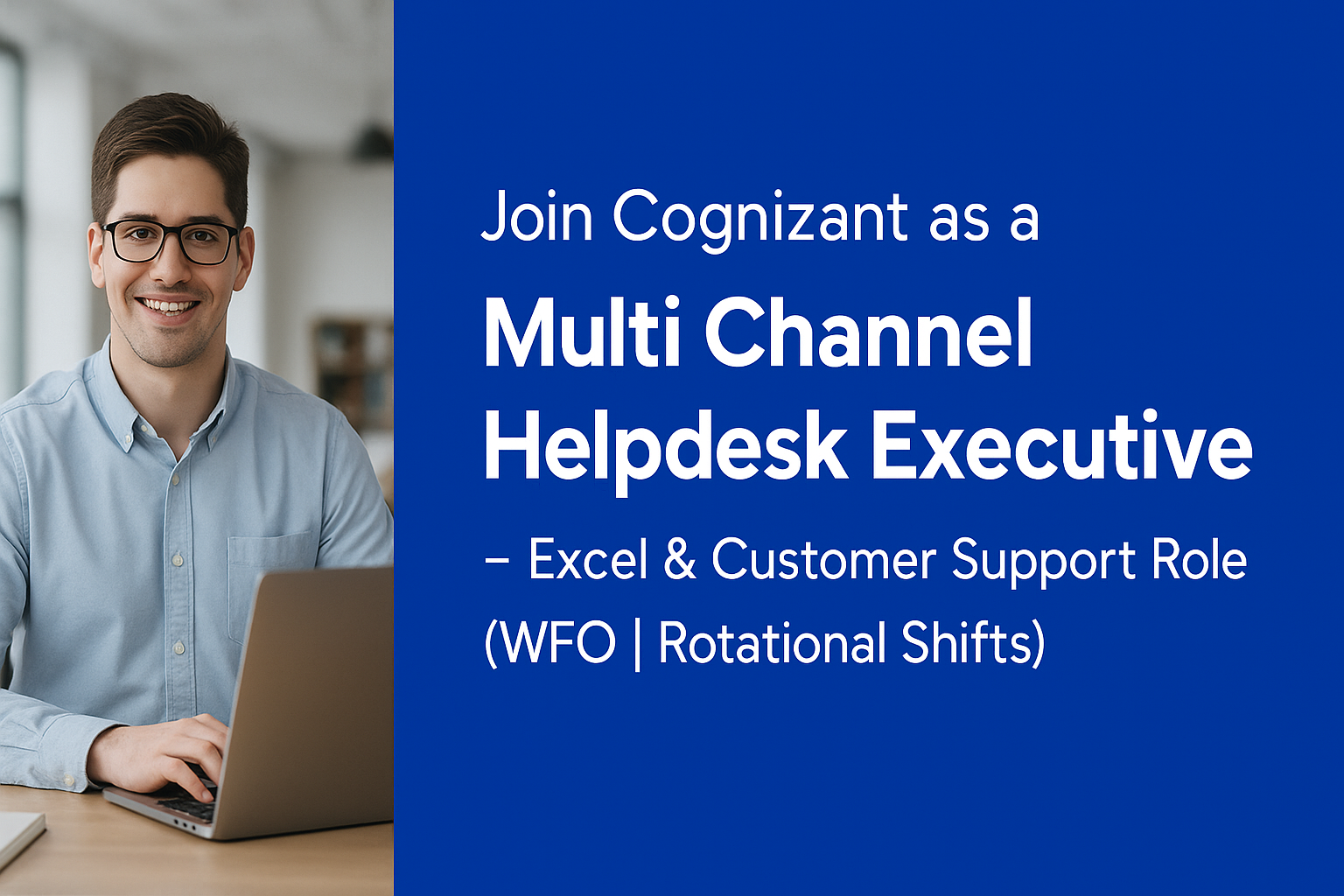 Join Cognizant as a Multi Channel Helpdesk Executive – Excel & Customer Support Role (WFO | Rotational Shifts)