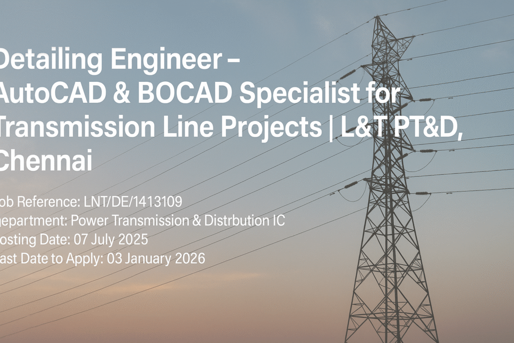 AutoCAD & BOCAD Detailing Engineer Job in Power Transmission | L&T Careers