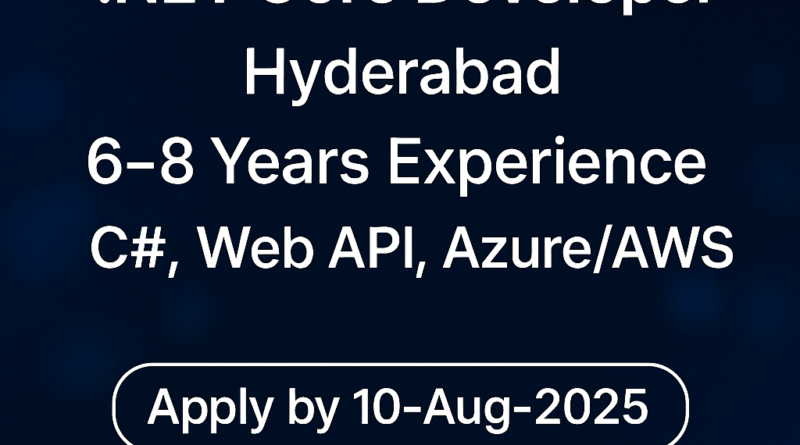 Level Up Your Career – Apply for .NET Core Developer Role in Hyderabad Today!