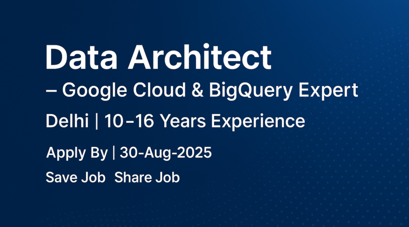Data Architect – Google Cloud & BigQuery Expert Job in Delhi | 10–16 Years Experience
