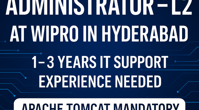 Administrator – L2 Jobs at Wipro in Hyderabad | 1–3 Years IT Support Experience Needed