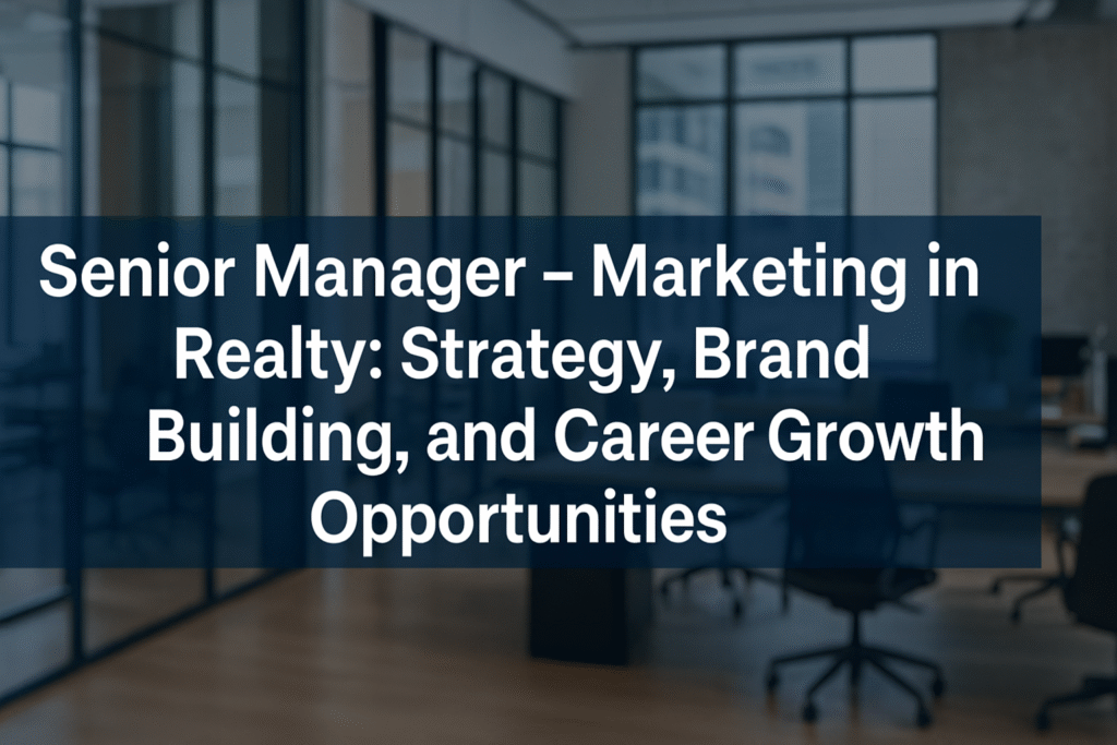 Senior Manager – Marketing in Realty: Strategy, Brand Building, and Career Growth Opportunitie